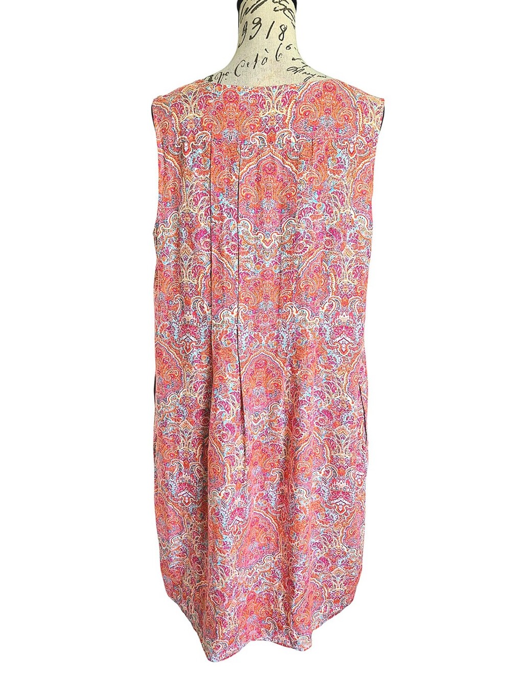 J. Jill Love Linen Paisley Floral Midi Dress L Sleeveless pockets coastal beach - Picture 10 of 13